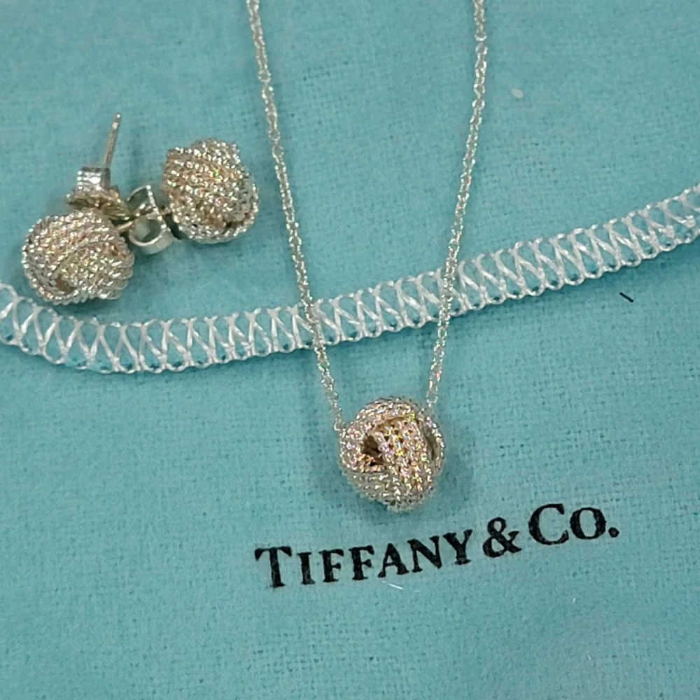 Tiffany Twist Knot Earrings and Necklace Set - Picture 2 of 4